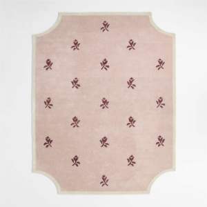 Z&H Home - Alfombra Moderna Personalizada de Lana 100% de Nueva Zelanda, Diseño Floral Abstracto con Rosas en Rosa Bebé/Crema, Tejida a Mano - Product Image 1