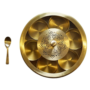 brass metal Spice <b>Box</b> with glass design spice <b>box</b> brass Metal with gold touch Brass beautiful engraving design - Product Image 1