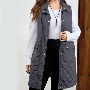 Chaleco acolchado cálido de invierno más vendido para mujer, con cremallera y botones, estilo casual, sin mangas. - Product Image 4