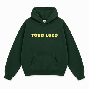 Sudadera con Capucha Premium Verde Oscuro, Gruesa, Ecológica, Impermeable, con Logotipo Personalizado, Oversize, de Algodón, Unisex, con Bolsillo Canguro, OEM - Product Image 1