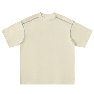 เสื้อยืดคอตตอนขายส่ง 250 กรัม คอกลม แขนสั้น แบบเรียบ สามารถออกแบบเองได้ พร้อมตะเข็บเย็บสีตัดกัน - Product Image 1