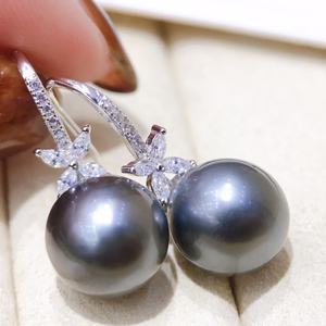 Boucles d'oreilles en perles d'eau douce naturelles, argent 925, crochet d'oreille, véritable chanvre dégradé, 4-10 mm, cercle parfait, légers défauts, boîte cadeau incluse - Product Image 1