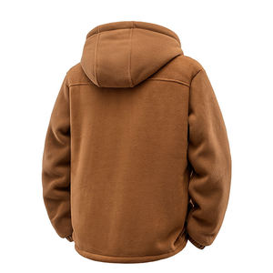 Men's Winter Solid Oversized Hooded <b>Fleece</b> <b>Jacket</b>-<b>Thick</b> Zipper Plus Size Outdoor Hiking Gear - Product Image 2