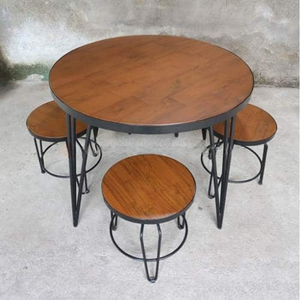 Mesa de Comedor de Bambú con Patas de Horquilla, Diseño Moderno de Mediados de Siglo, para Hotel y Hogar, Muebles de Madera de Java - Product Image 1