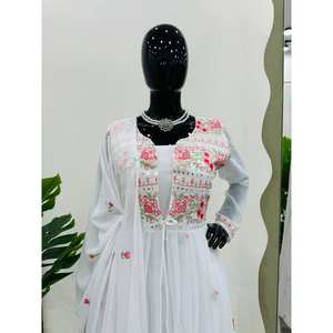 Ensemble Salwar Kameez en coton avec top, pentacol et dupatta pour soirée, taille XL - Product Image 3