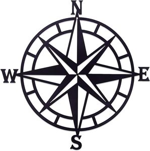 Black Metal Compass Rose Wall Art Nautical Compass <b>Star</b> Cutout <b>Hanging</b> Wall Decor for Home Living Room Bedroom Outdoor Patio - Product Image 1