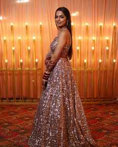 Indian Ethnic Designer Sequins Work Partywear Lehenga Choli for <b>Wedding</b> Party and Festive Functions for Women Trendy Outfit - Product Image 5