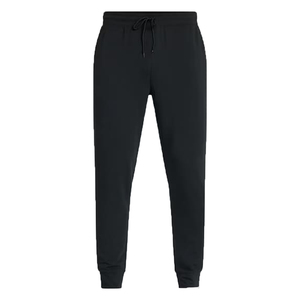 Pantalon de survêtement noir pour homme, taille élastique avec cordon de serrage, décontracté, mi-lourd, tricoté, pour l'automne, design personnalisé - Product Image 1