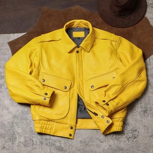 Chaqueta de Motociclista de Cuero de Oveja Negra para Hombre, Cuello Alto, Corte Regular Informal, Color Sólido, Cierre de Cremallera, Resistente al Viento para Invierno - Product Image 1