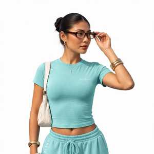 Pantalon de jogging décontracté pour femme Oneten Apparel, couleur vert sarcelle, coupe large, 100 % coton, devant plat, cordon élastique, imprimé lettres - Product Image 5