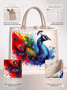 กระเป๋าผ้าแคนวาสลายสัตว์ URBAN TOTE สกรีนโลโก้ได้ ปิดซิป สายสะพายผ้าฝ้าย แข็งแรงทนทาน ขนาด 50x43x15 ซม. ขายส่ง - Product Image 4