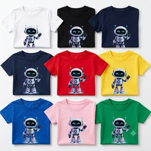 T-shirt en coton respirant à manches longues pour homme, imprimé avec un personnage de robot mignon, style décontracté, design de logo sur le devant - Product Image 4