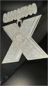 Colgantes de Cadena con Letra Única Personalizada de Plata 925 y Moissanita, Estilo Hip Hop, Chapados en Oro para Hombres y Mujeres - Product Image 2