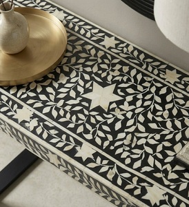 Mesa de Consola Moderna para Entrada o Sala de Estar, con Patrón en Blanco y Negro y Patas de Metal, para Recibidor - Product Image 4