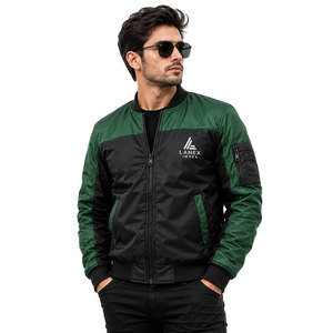 Custom Men's Green Black Bomber <b>Jacket</b> Windproof <b>Zip</b> <b>Up</b> Casual Flight <b>Jacket</b> Polyester Winter Outdoor Coat OEM ODM Manufacturer - Product Image 2