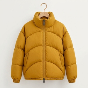 Men's <b>Yellow</b> Color <b>Puffer</b> <b>Jacket</b> Winter Coat Stand Collar Zip Up Outdoor Streetwear Custom Apparel OEM ODM - Product Image 1