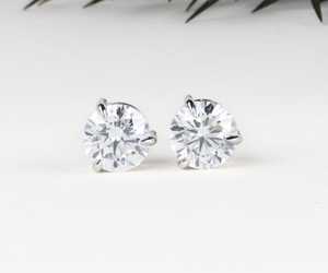 Hot 18K Solid Gold IGI Certified Lab Grow Diamond <b>Stud</b> Earrings Pair Three Prong Minimalist Martini <b>Stud</b> Earring Pair For Gift - Product Image 4