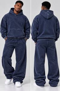 Conjunto Unisex de Sudadera con Capucha y Pantalones Deportivos Extra Grandes, Estilo Vintage, Lavados, con Estampado Digital, Tela Gruesa, Listos para el Invierno - Product Image 3