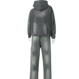 Survêtements à capuche pour hommes haute performance, effet délavé, en tissu coton confortable pour l'hiver, élégants, décontractés, écologiques et respirants en polaire - Product Image 6
