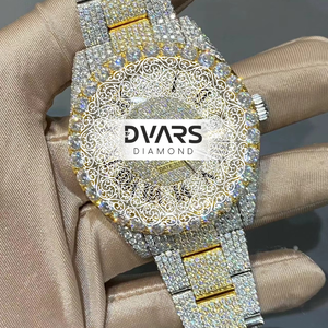 Reloj de Pulsera Hip-Hop de Aleación de Platino, Cristal con Incrustaciones de Diamantes Moissanite Color D VVS1, Correa de 20 mm, Diseño de Lujo - Product Image 1