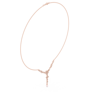 Collier pendentif floral en diamant de culture, or rose |   Collier en Y élégant avec diamant marquise pour femme, idéal comme cadeau - Product Image 1