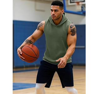 Lifestyle Plus Size Side Split Open Men's Cutoff <b>Drop</b> Shoulder Tanks - Product Image 5