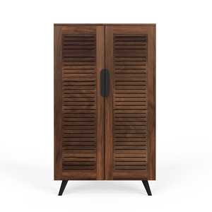 Meuble à chaussures Carlem à 2 portes, design haut, 6 étagères fermées, organiseur pour 24 paires de pantoufles ou de chaussures - Product Image 1