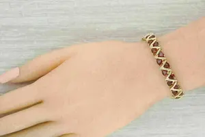 8ct Trillion Cut Simulated Ruby Women's Ethnic <b>Charming</b> Wedding <b>Silver</b> Alloy <b>Bracelet</b> 14k Yellow Gold Plated - Product Image 4