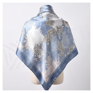 Women's Square <b>Silk</b> Scarf Floral Print Elegant Multi-Functional Fashion Accessory All Seasons - Product Image 2
