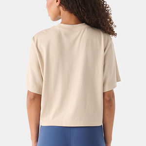 Camisetas Cortas de Diseño Casual al por Mayor, de Media Manga y Hombros Caídos, Lisas, con Logotipo Personalizado, Tallas Grandes, para Mujer - Product Image 4