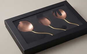 Ensemble de couverts vintage en cuivre, 3 pièces, avec poignées courbées, finition mate, résistant à la rouille, ustensiles de service en métal - Product Image 6