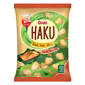 ขนมข้าวอบกรอบฮาคุรสแซลมอนและสาหร่าย ขนาดมินิ 138 กรัม ขายดีที่สุด รสชาติแซลมอนสาหร่ายกรอบอร่อย ราคาแข่งขัน ส่งออกได้ - Product Image 1