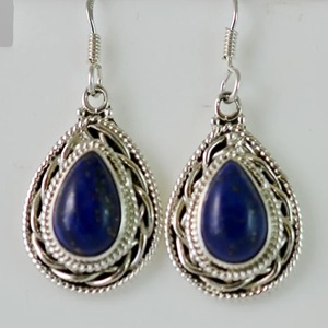 Pendientes de Lapislázuli en Plata de Ley 925, Hechos a Mano, Pendientes de Promesa para Mujer, Estilo Boho, Joyería con Piedra de Nacimiento de Septiembre - Product Image 1