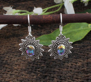 Pendientes de Topacio Místico Natural, Plata de Ley 925, Piedras Preciosas Multicolores Auténticas, Joyería de Lujo para Bodas y Fiestas - Product Image 4