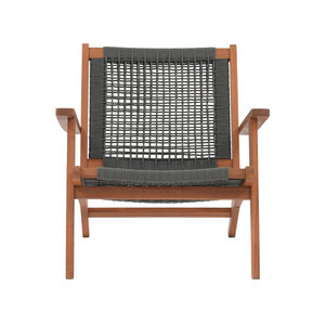 Sillón de Jardín Moderno de Teca para Exteriores, Sillón de Patio Tejido con Cuerda, Silla de Madera Maciza para Jardín, Muebles para Resort o Villa - Product Image 1