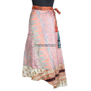 New Indian Women Gypsy Wraparound Silk Skirt <b>Sarong</b> Long Women Wear Vintage Silk Sari Long Length <b>Wrap</b> Around Skirt 2 Layer - Product Image 3