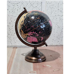 Globo terráqueo giratorio de metal de alta calidad con base plateada resistente - Product Image 2