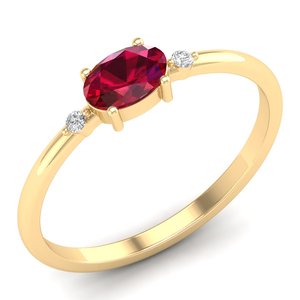แหวนเพชรรูปไข่ REYES Classic ทองคำขาว 14K ประดับทับทิม 0.75 กะรัต พร้อมใบรับรอง GRA ประดับด้วยโมอิสซาไนต์ เครื่องประดับคุณภาพสำหรับผู้หญิง - Product Image 2