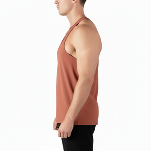 Mens Casual Sporty Gym Training Vest 100% Cotton Quick Dry Elastic Breathable <b>Running</b> Athletic Sleeveless <b>Singlet</b> Custom Vest - Product Image 2