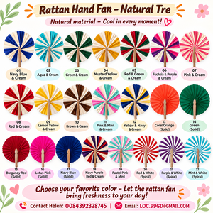 พัดใบมะพร้าวเวียดนาม ส่งเร็ว ราคาส่ง ดีที่สุด พัดไม้ไผ่แบบพกพา สีสันหลากหลาย ขายดี 100 ชิ้น - Product Image 6