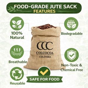 Saco de Yute Ecológico Biodegradable para Café y Cacao, 50kg 60kg 69kg, Saco de Arpillera Natural para Almacenamiento de Alimentos y Embalaje de Exportación - Product Image 2