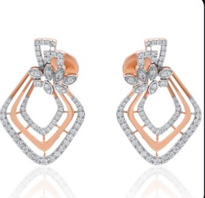 Pendientes de Diamantes Naturales de Corte Brillante Redondo, Oro de 14 Quilates, Elegantes para Bodas, Fiestas, Compromisos, Regalo de Joyería para Mujer, 1.760 GM - Product Image 1