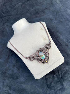 Natural Pearl Macrame Necklace Handmade Trendy Butterfly Design Boho Pendant Adjustable Brown <b>Braided</b> <b>Cord</b> Buddhism Copper - Product Image 3