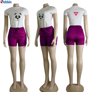 Conjunto de Verano de 2 Piezas Estilo Hip Hop para Mujer, Ecológico, 100% Algodón, Secado Rápido, Transpirable, Camiseta Corta Informal hasta la Rodilla - Product Image 6