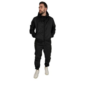 Chándal con Capucha para Hombre, Color Negro, Ligero, de Poliéster, Casual, Cierre de Cremallera Completo, Bolsillos Laterales, Color Sólido, para Otoño - Product Image 5