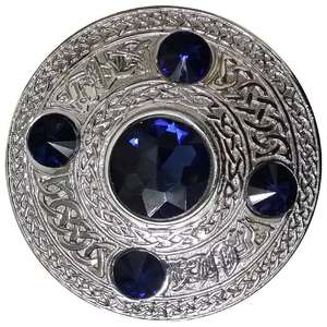piper plaid <b>brooch</b> with five stones Round Metal Badge With <b>Blue</b> Rhinestones Celtic Pattern Nickel-Free Fashion Pin On Decorative - Product Image 4