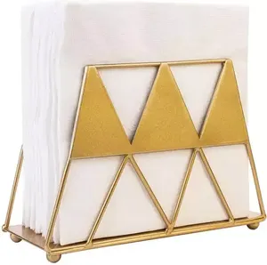 Porte-serviettes créatif en fer à 2 fentes avec base ronde, distributeur de papier en cuivre rose doré pour comptoir de cuisine - Product Image 2