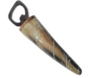 Mango hecho con cuerno para abridor de tapa de botella, acero inoxidable, espejo superior pulido, suministros hechos a mano de EXOTIC INDIAN ART - Product Image 6