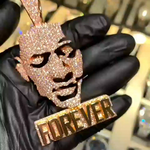 จี้เพชร CZ รูปหน้าแบบ Iced Out Forever ชุบทองคำสีกุหลาบ สไตล์ฮิปฮอป จี้ที่ระลึก สร้อยคอแบบกำหนดเองสำหรับผู้ชายและผู้หญิง - Product Image 3