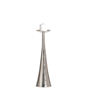 Support à bougies moderne et élégant pour la décoration intérieure, porte-bougie de haute qualité, finition argentée, en aluminium coulé, fait main et personnalisé. - Product Image 1